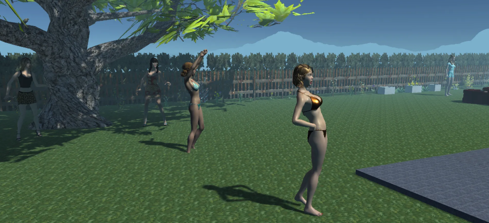 Elena's Garden Park girls under the tree gameplay screenshot