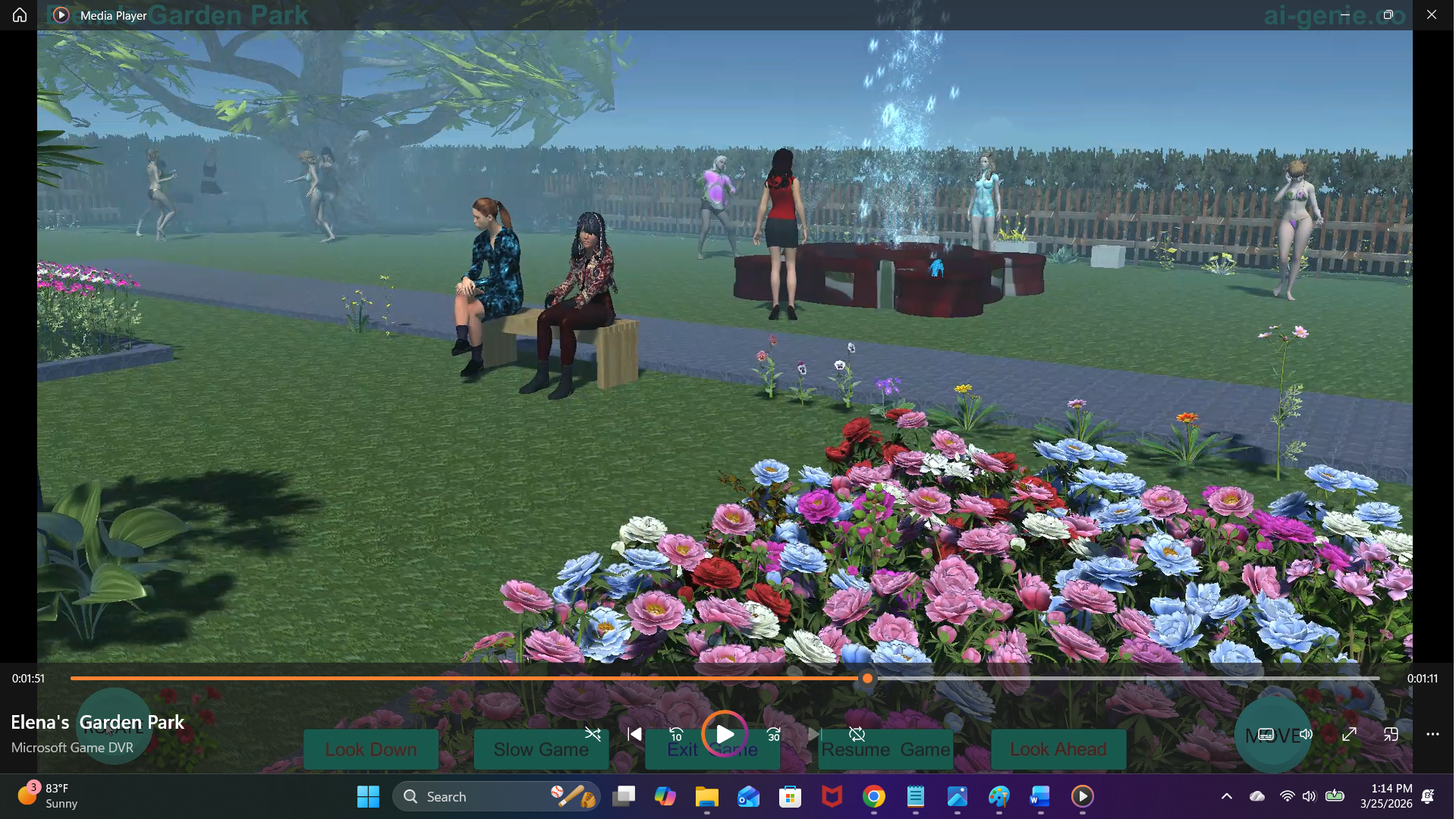 Elena's Garden Park fountain gameplay screenshot